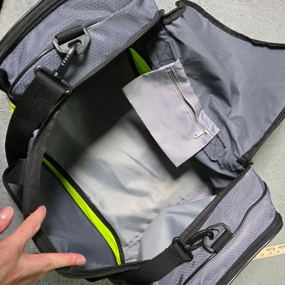 Adidas Unisex Medium Duffel Bag Grey Neon Yellow STLCC 14 Honeycomb Ripstop
